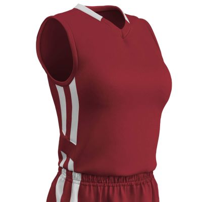 Champro Muscle Dri Gear Polyester Basketball Jersey, Women's Large, Cardinal, White