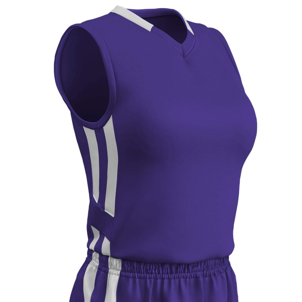 Champro Muscle Dri Gear Polyester Basketball Jersey, Women's Medium, Purple, White