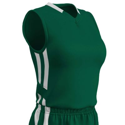 Champro Muscle Dri Gear Polyester Basketball Jersey, Women's Medium, Forest Green, White