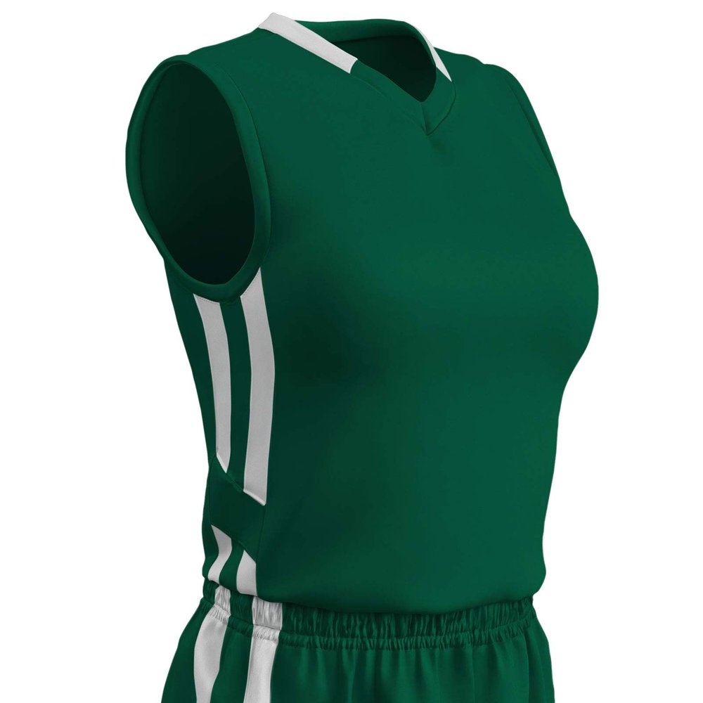 Champro Muscle Dri Gear Polyester Basketball Jersey, Women's Medium, Forest Green, White