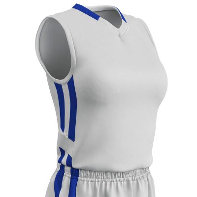 Champro Muscle Dri Gear Polyester Basketball Jersey, Women's Small, White, Royal