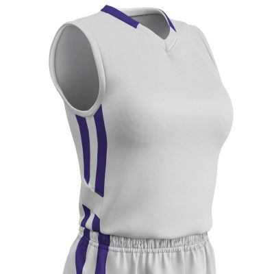 Champro Muscle Dri Gear Polyester Basketball Jersey, Women's Small, White, Purple