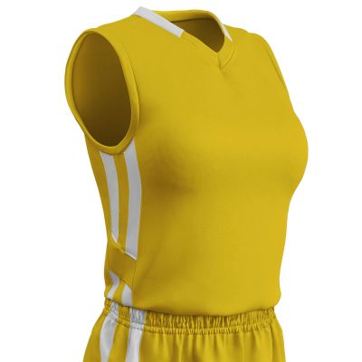 Champro Muscle Dri Gear Polyester Basketball Jersey, Women's X-Large, Gold, White
