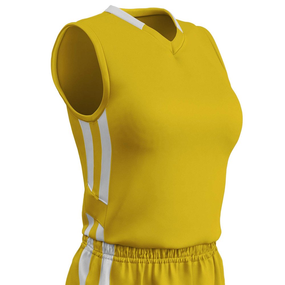 Champro Muscle Dri Gear Polyester Basketball Jersey, Women's X-Large, Gold, White