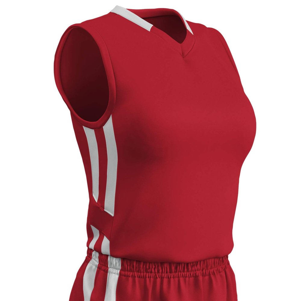 Champro Muscle Dri Gear Polyester Basketball Jersey, Women's X-Large, Scarlet, White