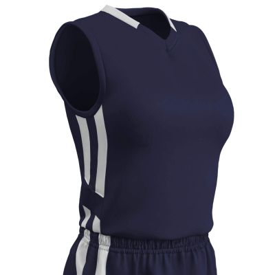 Champro Muscle Dri Gear Polyester Basketball Jersey, Women's X-Large, Navy, White