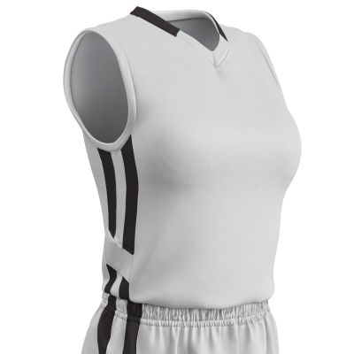 Champro Muscle Dri Gear Polyester Basketball Jersey, Women's 2X-Large, White, Black