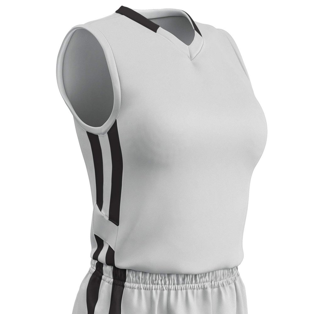 Champro Muscle Dri Gear Polyester Basketball Jersey, Women's 2X-Large, White, Black