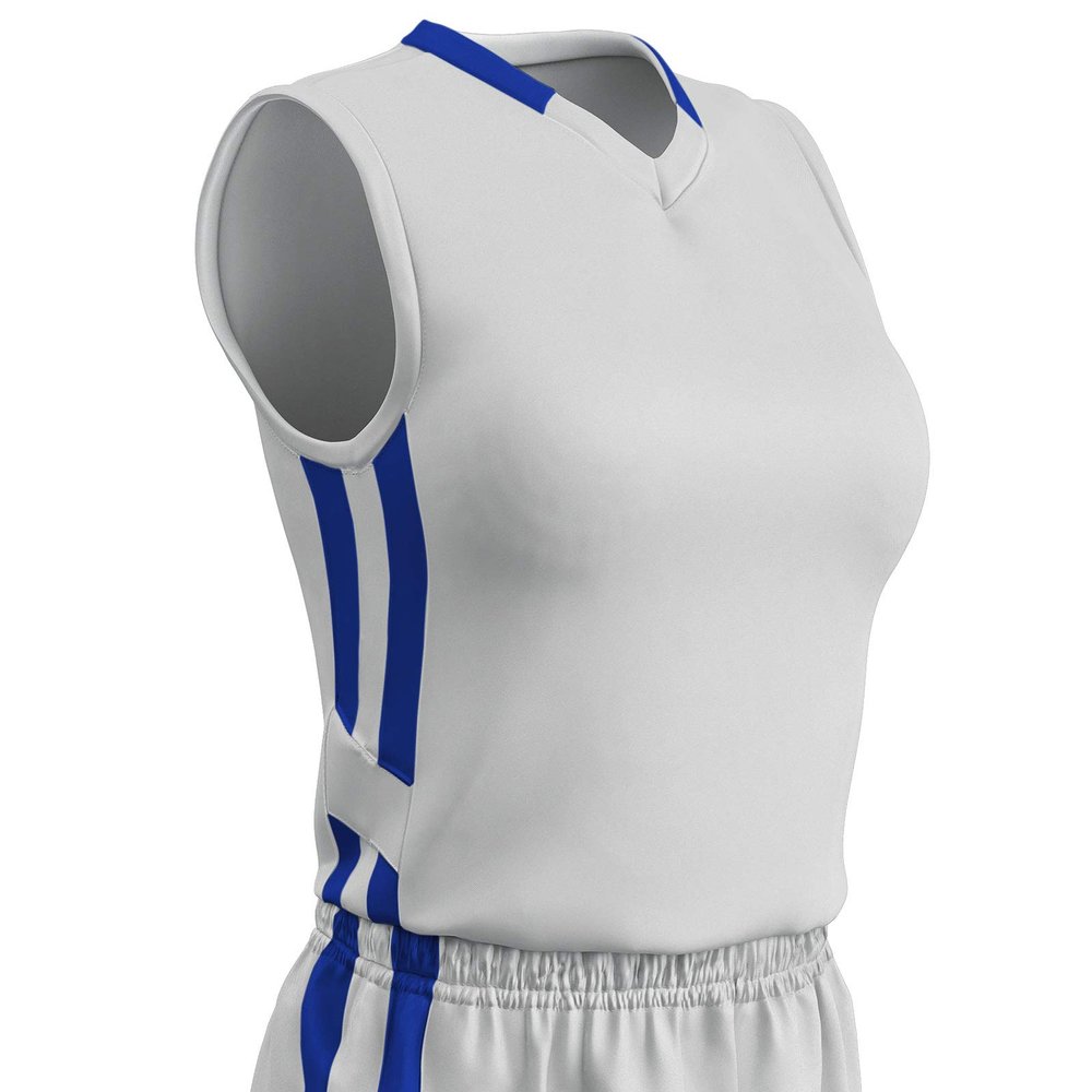 Champro Muscle Dri Gear Polyester Basketball Jersey, Women's 2X-Large, White, Royal