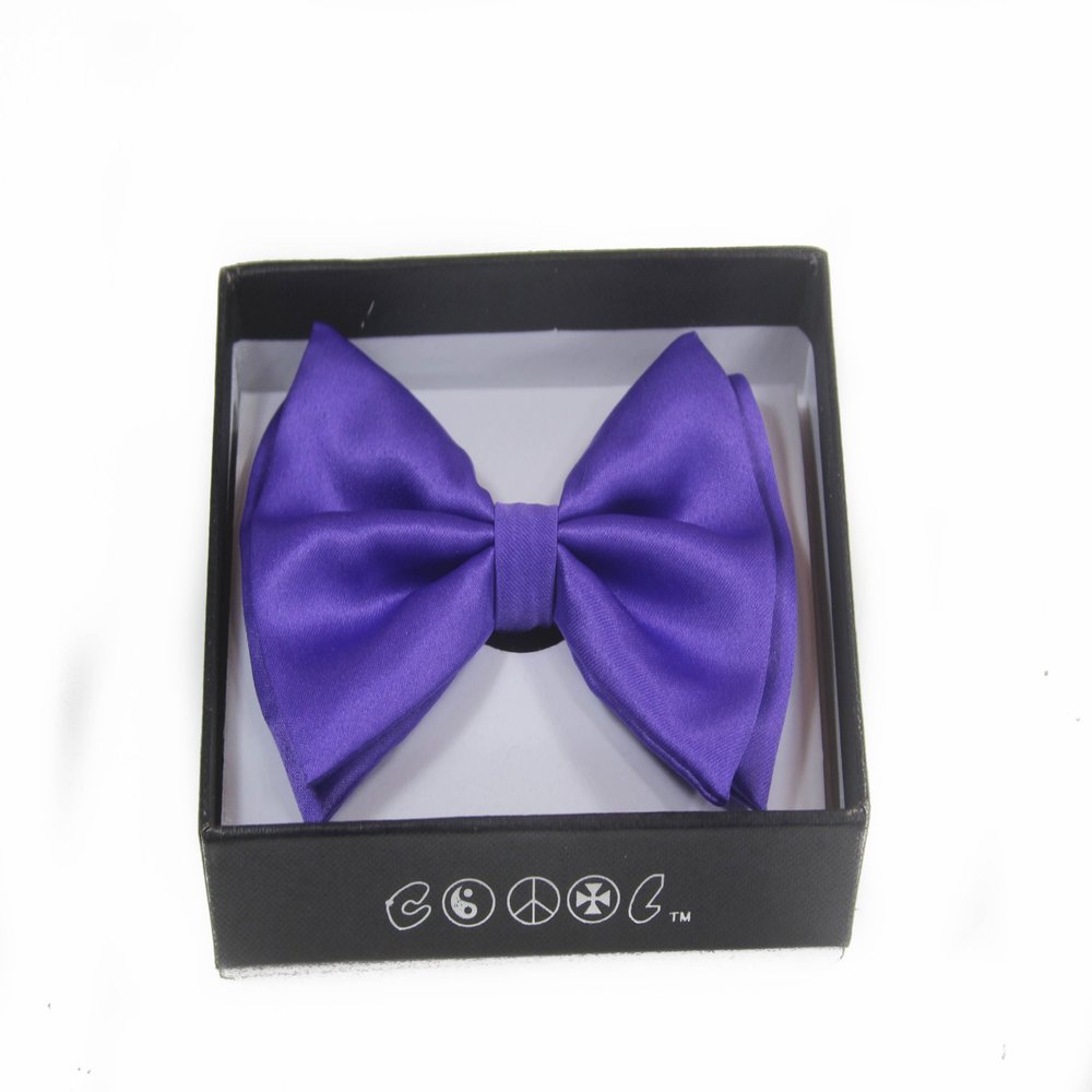NEW Tuxedo Classic Bowtie Pure Plain Neckwear Adjustable Unisex Bow Tie (Purple)