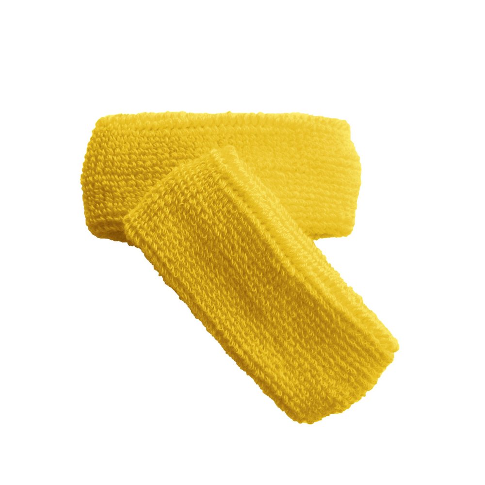 Couver Unisex Adult Teens 1 inch Thin Cotton Terry Wrist sweatbands, 1 Pair, Yellow
