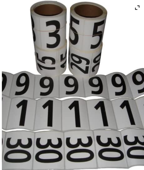 Blazer Athletic Hip Numbers 16- Bulk Roll of 250 **Photo Shows Number Options, This is Single ROLL of Your Choice of #**