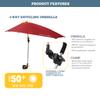 Sport-Brella Versa-Brella 4-Way Swiveling Sun Umbrella (Firebrick Red), Regular view 4
