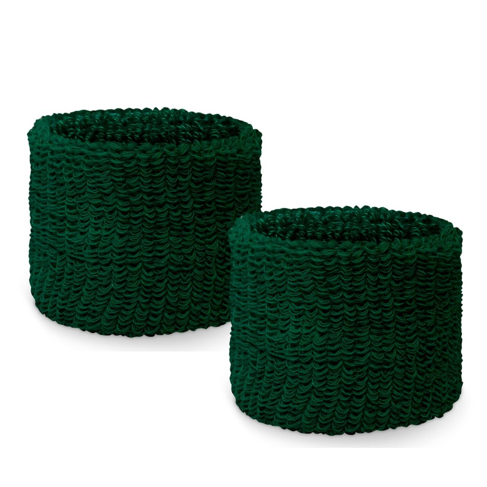 Couver Unisex Youth Kids Cotton Terry Wrist Bands/Wristbands for Event use (1 Pair), Dark Green