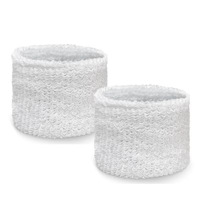 Couver Unisex Youth Kids Affordable Cotton Terry Wrist sweatbands for Event use (1 Pair), White