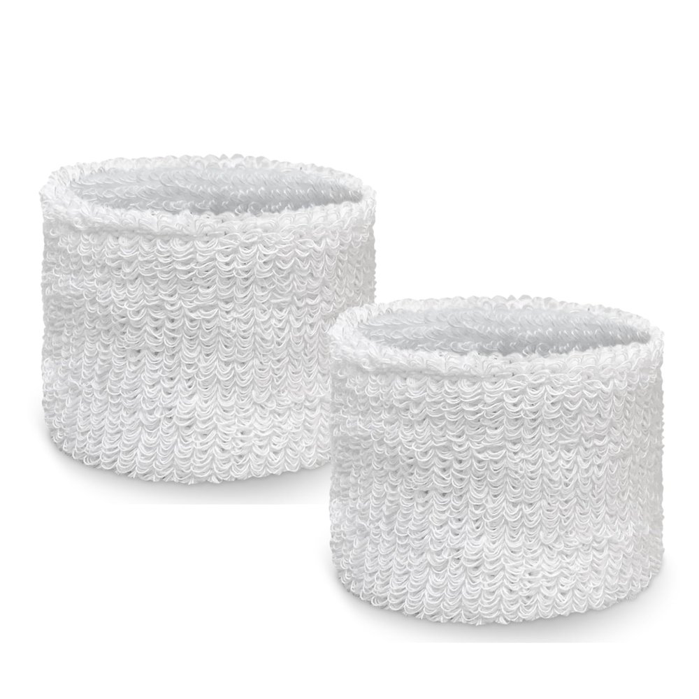 Couver Unisex Youth Kids Affordable Cotton Terry Wrist sweatbands for Event use (1 Pair), White
