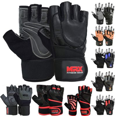MRX Weight Lifting Gloves are Premium Quality Cowhide Leather with Long Wrist Straps  Gym Gloves, Workout Gloves, Exercise Gloves for Powerlifting, Fitness, Cross Training for Men & Women