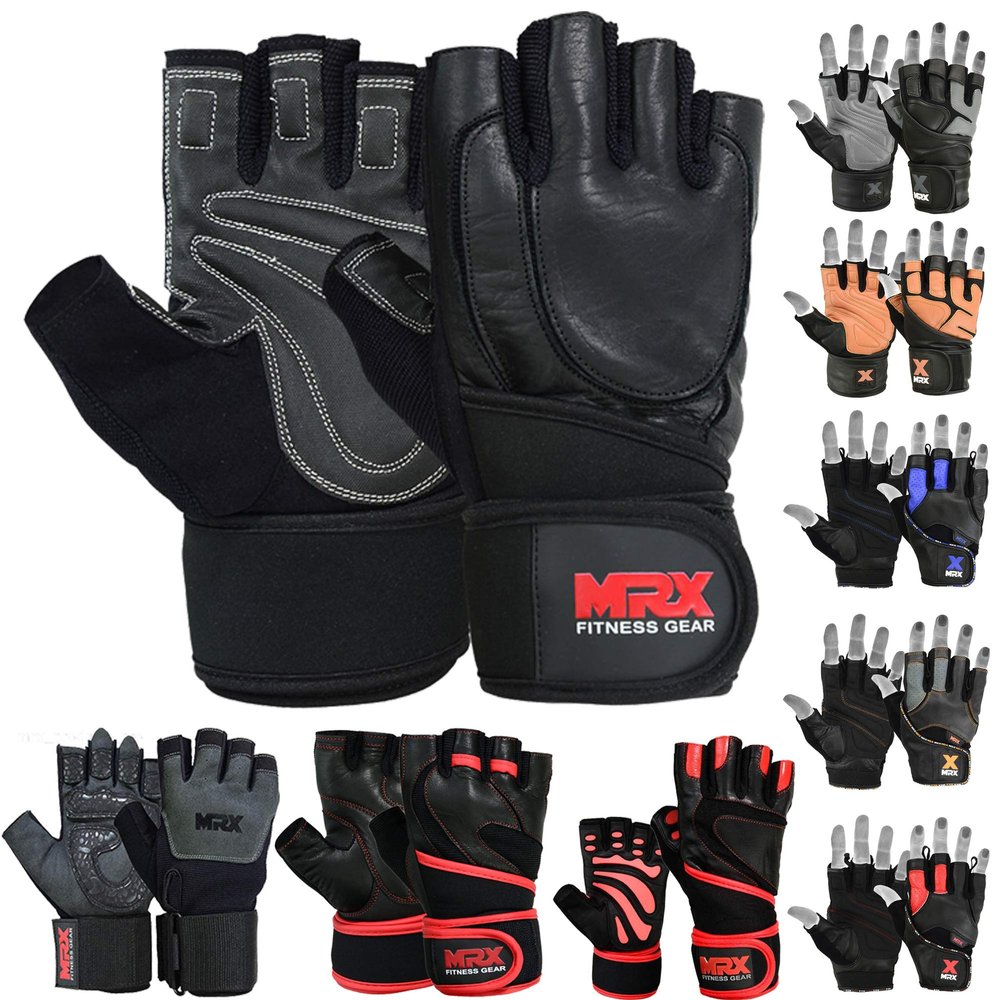 MRX Weight Lifting Gloves are Premium Quality Cowhide Leather with Long Wrist Straps  Gym Gloves, Workout Gloves, Exercise Gloves for Powerlifting, Fitness, Cross Training for Men & Women
