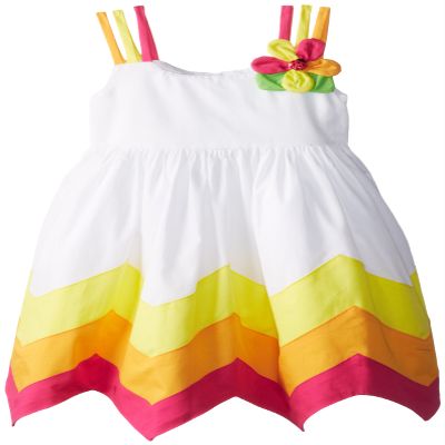 Bonnie Jean Little Girls' Bright Hanky Hem Sundress, White, 4