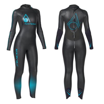 Aqua Sphere Women's Powered W-Racer Wet Suit, Black/Aqua, X-Small