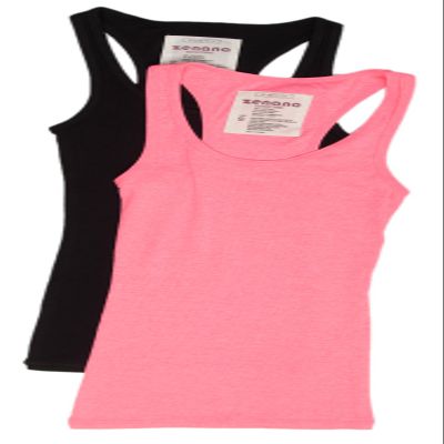 2 Pack Zenana Women's Basic Ribbed Tank Top Med Black, N Pink