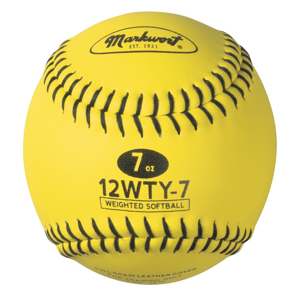 Markwort Lite Weight and Weighted Leather Softball, Optic Yellow, 7-Ounce