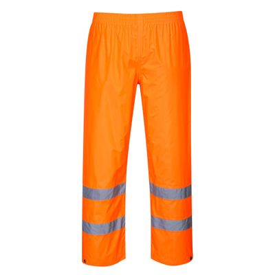 Portwest Hi-Vis Rain Trousers Viz Work Cargo Work Pants Reflective Waterproof Rain ANSI E, Orange, X Large