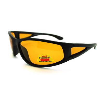 Night Driving Plus Polarized Lens Mens Wrap Around Sports Sunglasses Matte Black