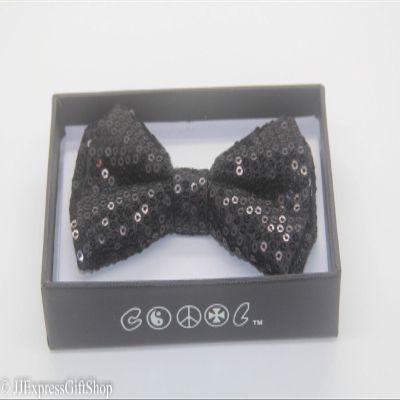 NEW Black Tuxedo Classic Bowtie Sequin Neckwear Adjustable Unisex Bow Tie