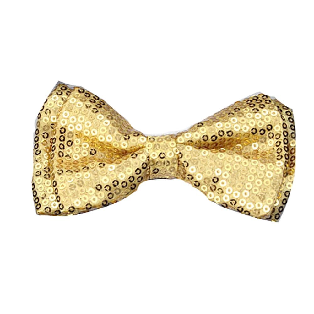 NEW Gold Tuxedo Classic Bowtie Sequin Neckwear Adjustable Unisex Bow Tie