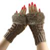 Women Girls Soft Wool Knit Faux Fur Winter Fingerless Gloves Cold Weather Mitten Arm Hand Warmer, Long/Medium/Short Sleeve view 1