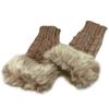Women Girls Soft Wool Knit Faux Fur Winter Fingerless Gloves Cold Weather Mitten Arm Hand Warmer, Long/Medium/Short Sleeve view 2