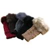 Women Girls Soft Wool Knit Faux Fur Winter Fingerless Gloves Cold Weather Mitten Arm Hand Warmer, Long/Medium/Short Sleeve view 3
