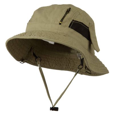 Big Size Brushed Canvas Washed Fisherman Hat - Khaki 2XL-3XL