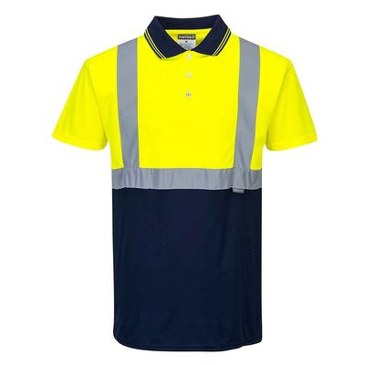 Portwest S479 Two-Tone Polo Safety Shirt Yellow/Navy, Medium