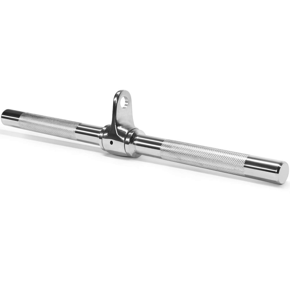 Yes4All Revolving Straight Bar with Non-Slip Handle Rotating Straight Bar Cable Attachment Lat Pull Down Bar Support up to 880 lbs (Chrome)