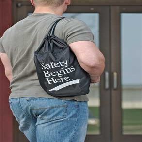 Backpack, Drawstring, Safety Begins Here