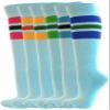 COUVER Bright Blue/Black Strip on Light Sky Blue Knee High Sports/Baseball Socks, Medium view 2