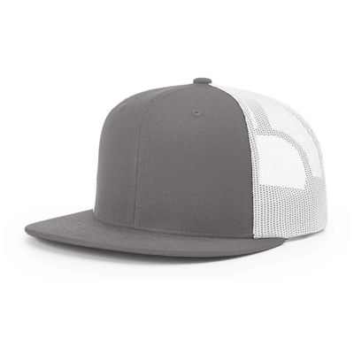 Richardson Unisex 511 Flatbill Trucker Adjustable Snapback Baseball Cap, Charcoal/White, One Size Fits Most