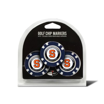 Team Golf NCAA Syracuse Orange 3 Pack Golf Chip Ball Markers, Poker Chip Size with Pop Out Smaller Double-Sided Enamel Markers