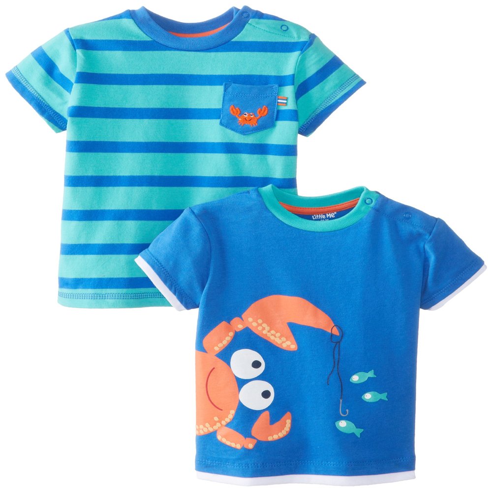 Little Me Baby Boys' Crab 2 Pocket Tops, Blue Multi, 12 Months