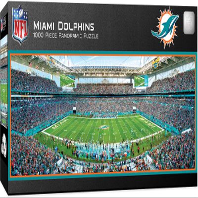 Masterpieces 1000 Piece Jigsaw Puzzle - NFL Miami Dolphins Panoramic Wall Art Decor - 13"x39" - Ages 13+
