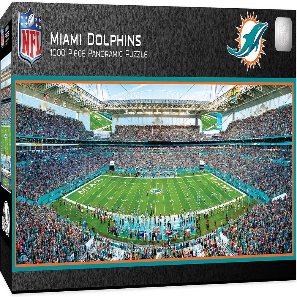 Masterpieces 1000 Piece Jigsaw Puzzle - NFL Miami Dolphins Panoramic Wall Art Decor - 13"x39" - Ages 13+