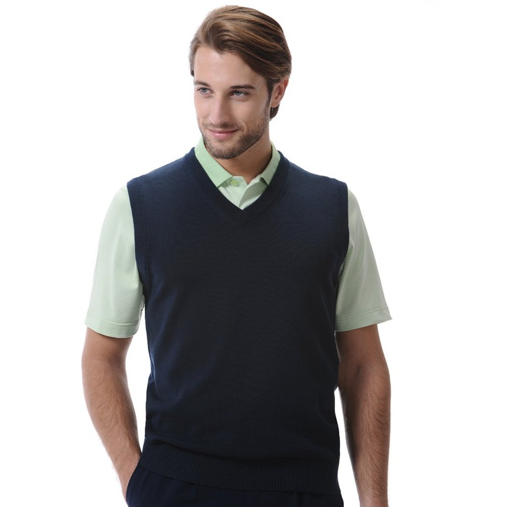Monterey Club Men's Fine Gauge Knit Sport Vest #1949 (Navy, X-Large)