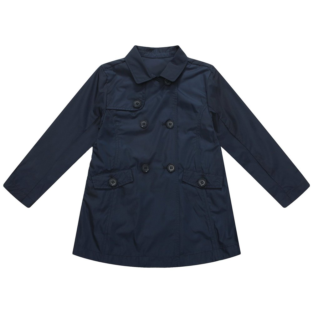 Richie House Girl's Double-Breasted Coat with Lapel Collar RH1668-1/2 Navy