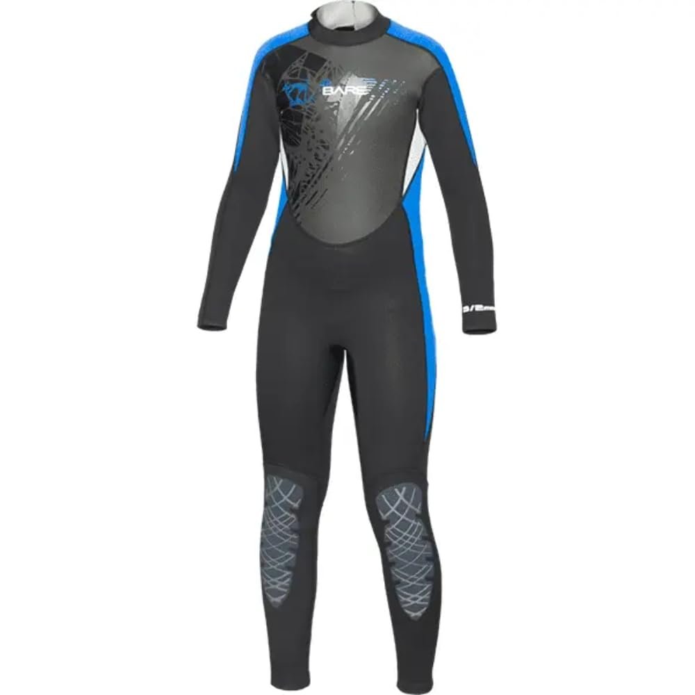BARE Manta Kid's Wetsuit, 3/2mm Thickness, Full Length. Durable, Comfortable fit - Blue 10