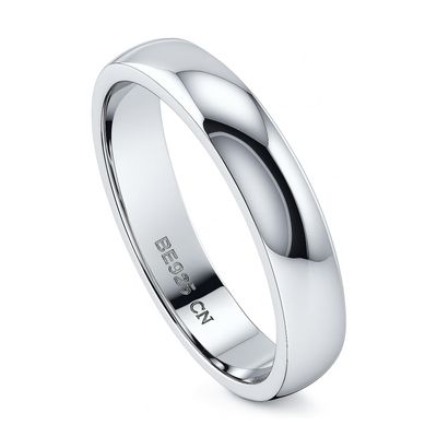 BERRICLE Sterling Silver Wedding Rings Band for Unisex, Rhodium Plated