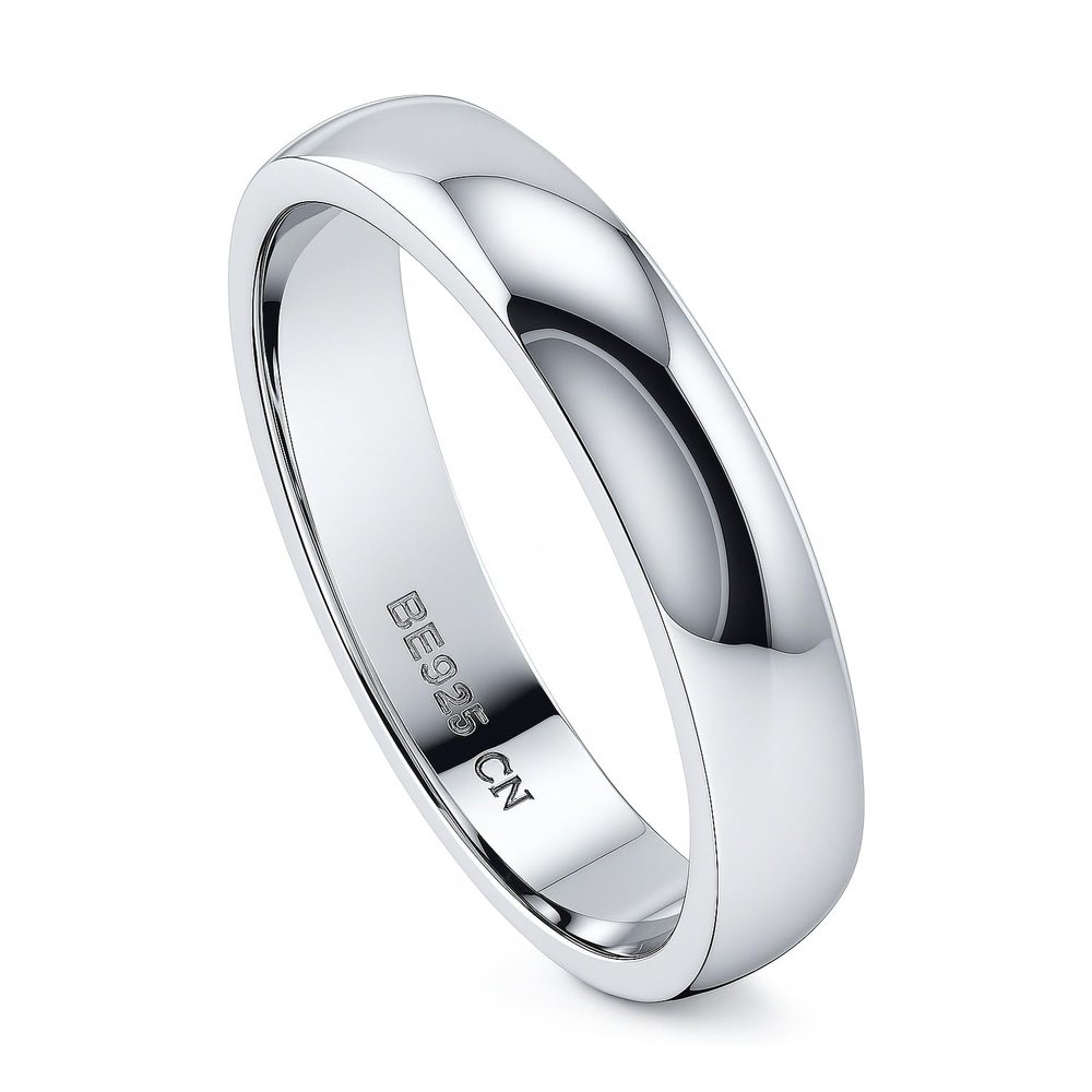 BERRICLE Sterling Silver Wedding Rings Band for Unisex, Rhodium Plated