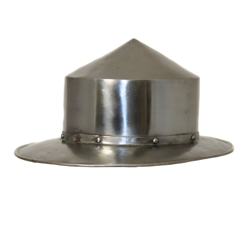 ecWorld Enterprises 8880625 Antique Replica Medieval Infantry Steel Pointed Kettle Hat Helmet