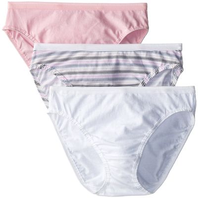 Fruit of the Loom Women's 3 Pack Assorted Cotton Hi-Cut Panties, Assorted, 5